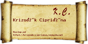 Krizsák Cipriána névjegykártya